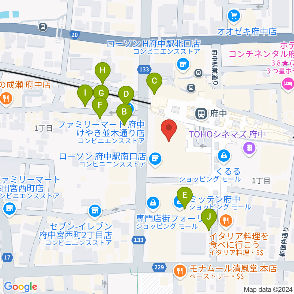 宮地楽器 MUSIC JOY府中周辺の駐車場・コインパーキング一覧地図