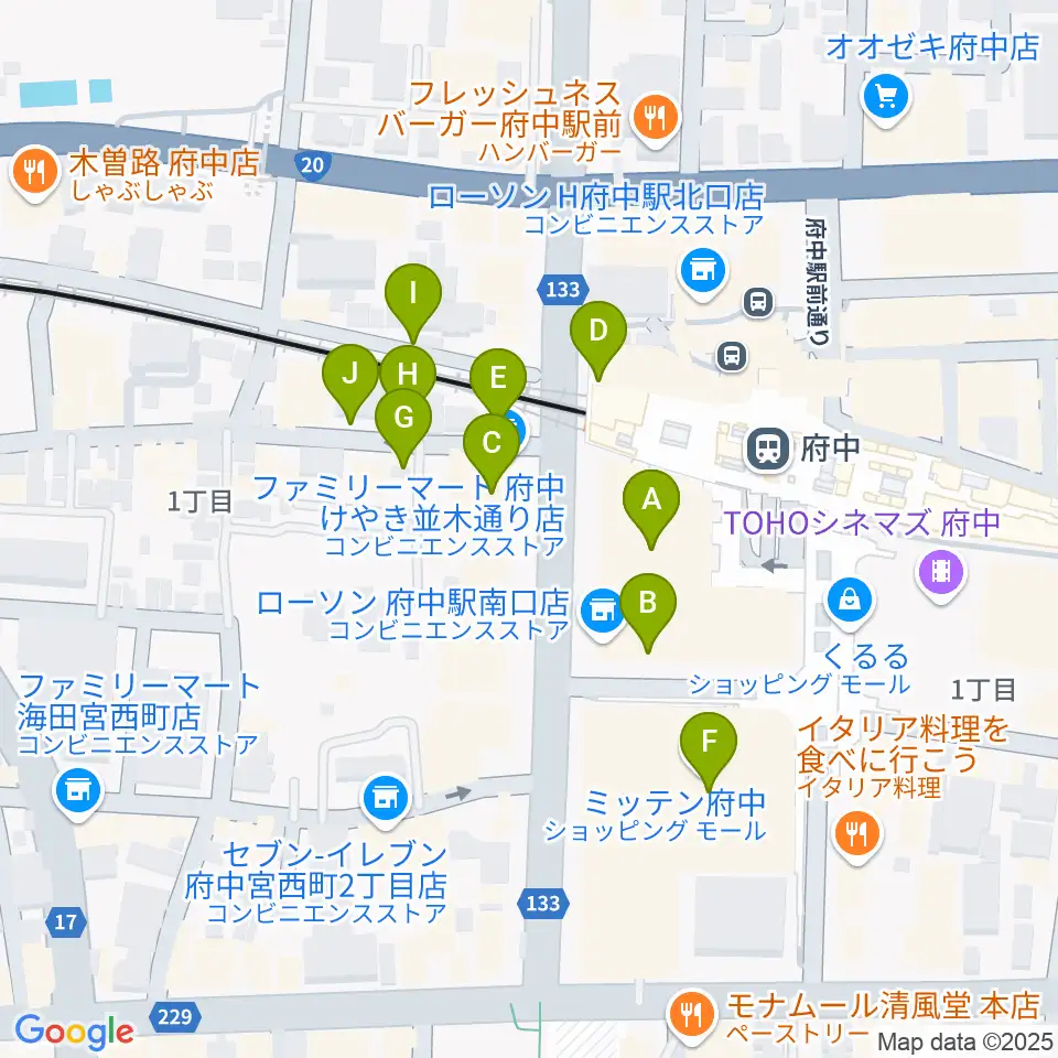 宮地楽器 MUSIC JOY府中周辺の駐車場・コインパーキング一覧地図
