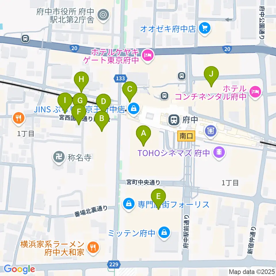 宮地楽器 MUSIC JOY府中周辺の駐車場・コインパーキング一覧地図