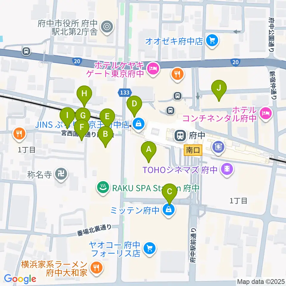宮地楽器 MUSIC JOY府中周辺の駐車場・コインパーキング一覧地図