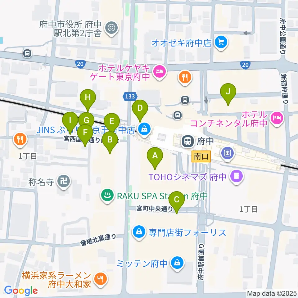 宮地楽器 MUSIC JOY府中周辺の駐車場・コインパーキング一覧地図