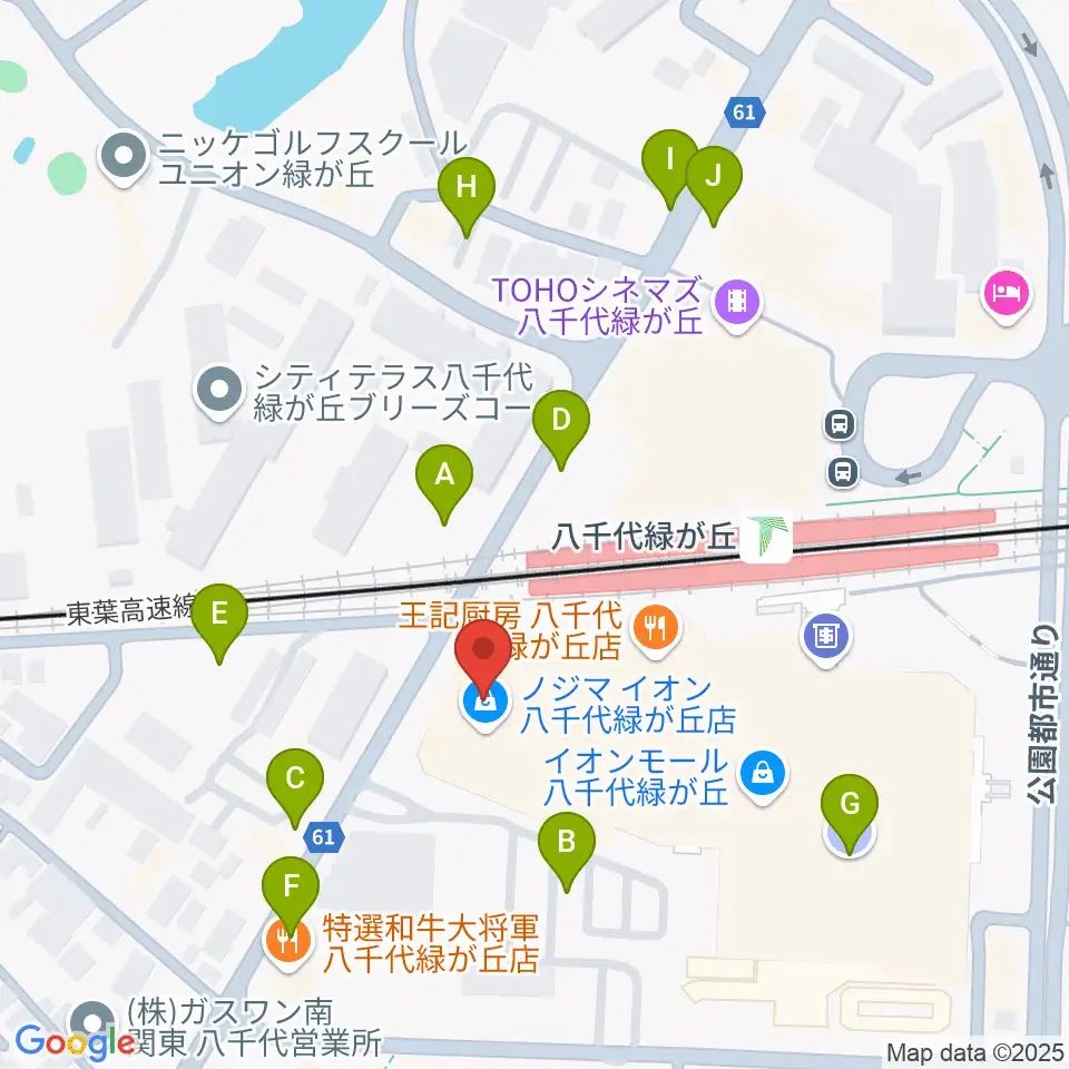 島村楽器 イオンモール八千代緑が丘店周辺の駐車場・コインパーキング一覧地図