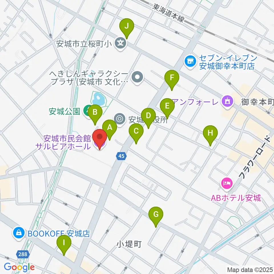 安城市民会館周辺の駐車場・コインパーキング一覧地図