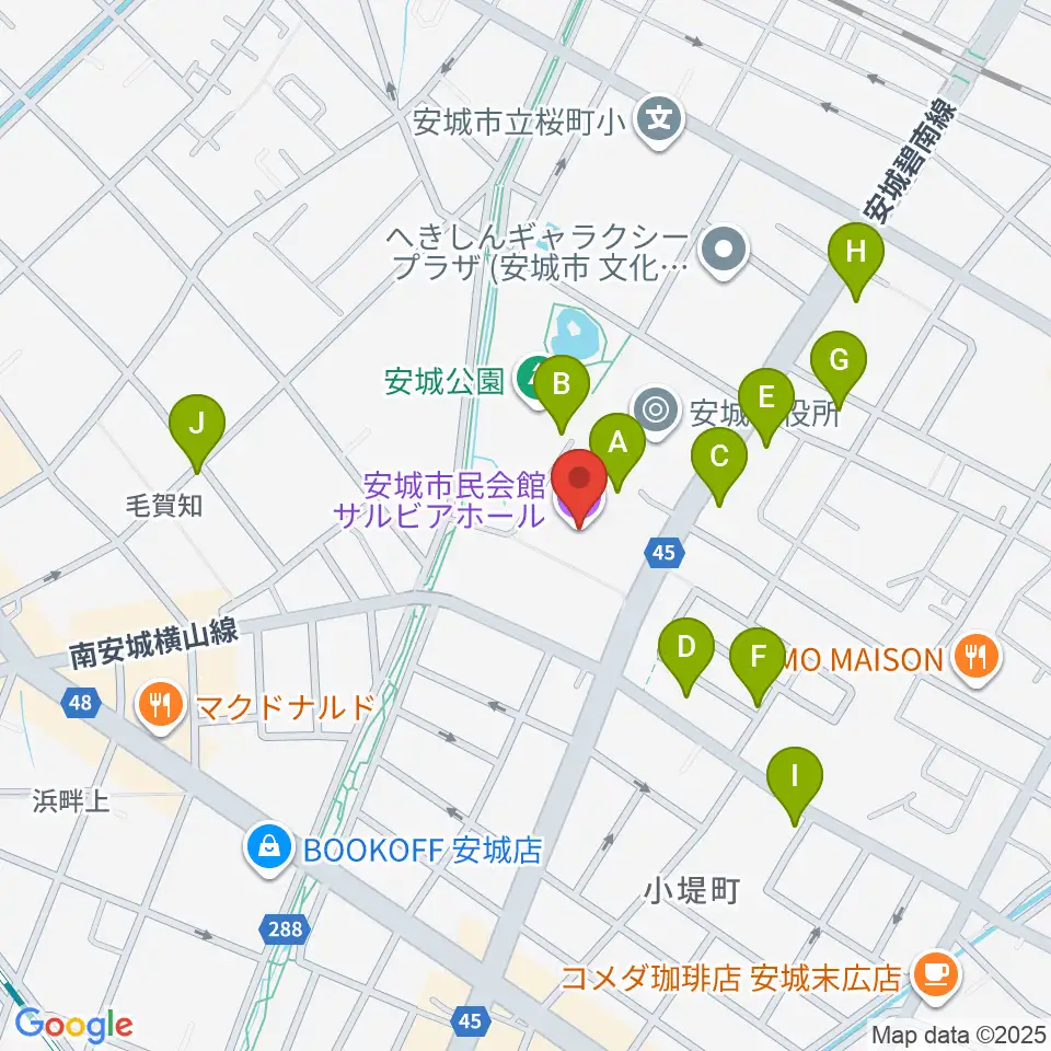 安城市民会館周辺の駐車場・コインパーキング一覧地図