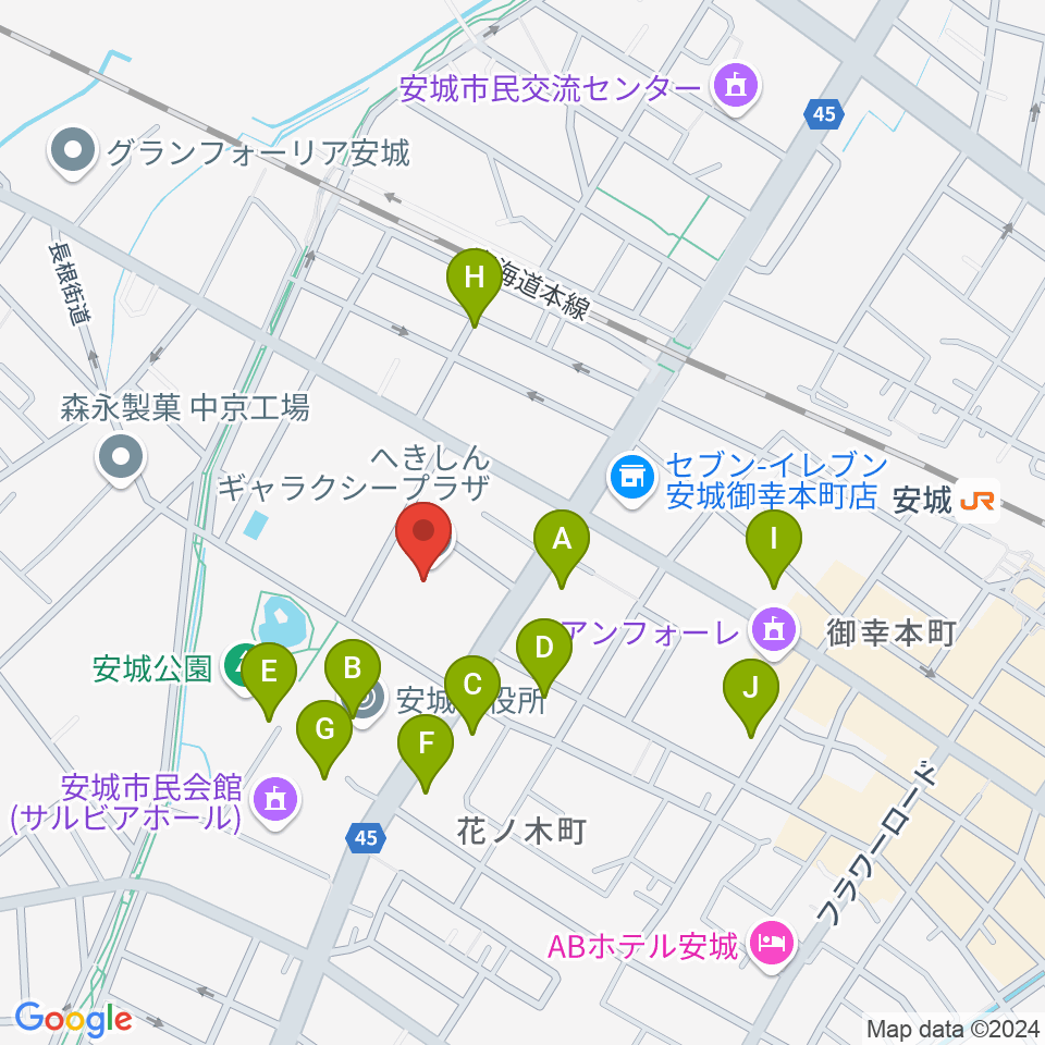 へきしんギャラクシープラザ（安城市文化センター）周辺の駐車場・コインパーキング一覧地図