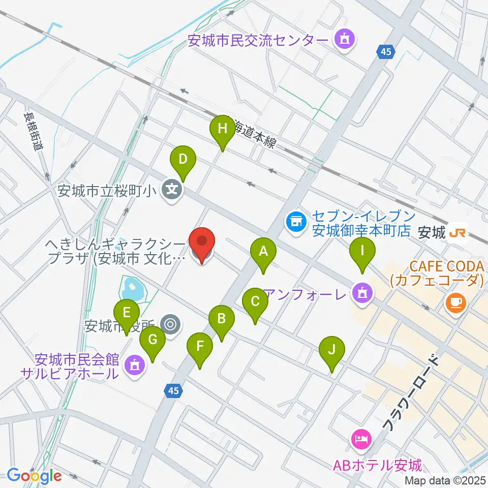 へきしんギャラクシープラザ周辺の駐車場・コインパーキング一覧地図