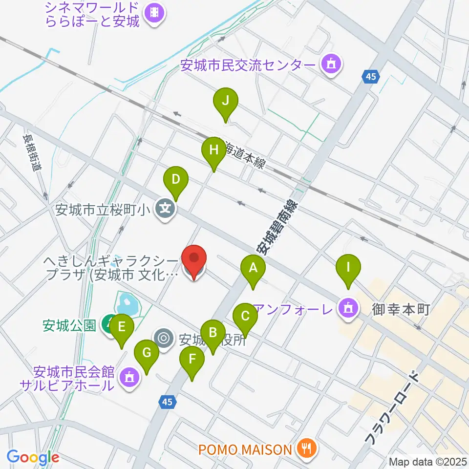 へきしんギャラクシープラザ周辺の駐車場・コインパーキング一覧地図
