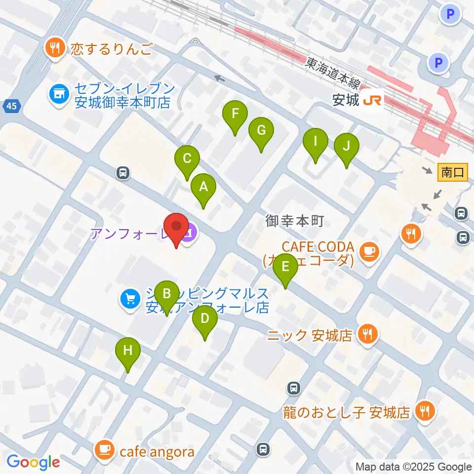 安城市アンフォーレ周辺の駐車場・コインパーキング一覧地図