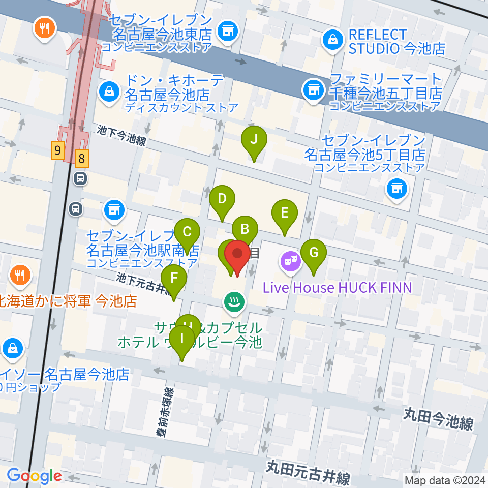 今池イマーゴ周辺の駐車場・コインパーキング一覧地図