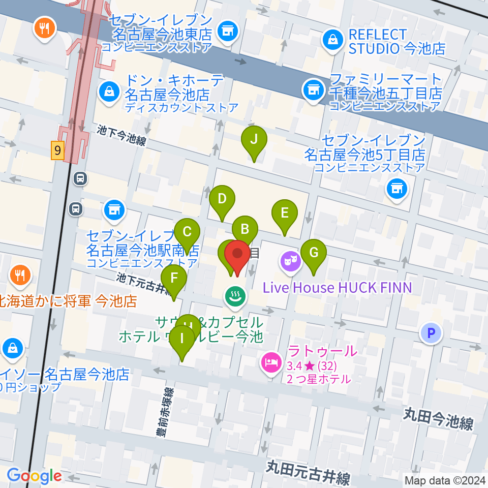 今池イマーゴ周辺の駐車場・コインパーキング一覧地図