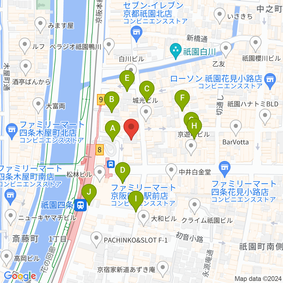 祇園四条Bonds Rosary周辺の駐車場・コインパーキング一覧地図