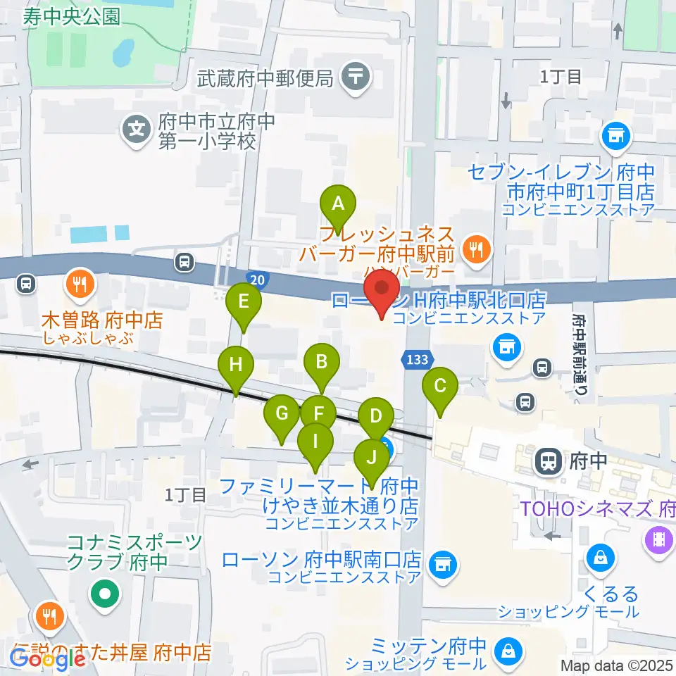 府中コパデカフェ周辺の駐車場・コインパーキング一覧地図
