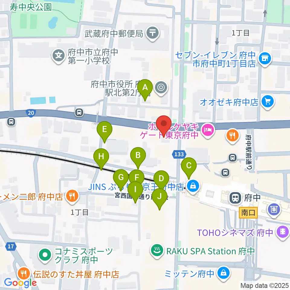 府中コパデカフェ周辺の駐車場・コインパーキング一覧地図
