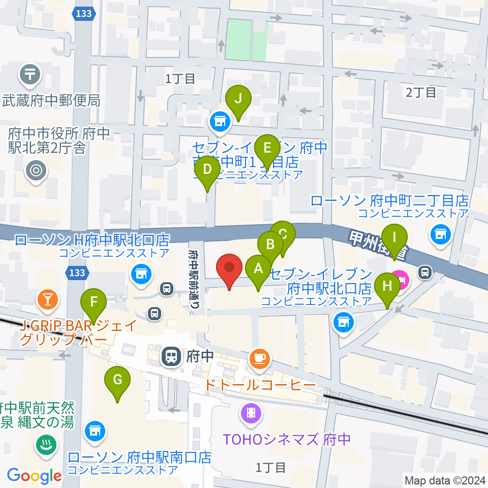 カワイ音楽教室 府中駅前センター周辺の駐車場・コインパーキング一覧地図