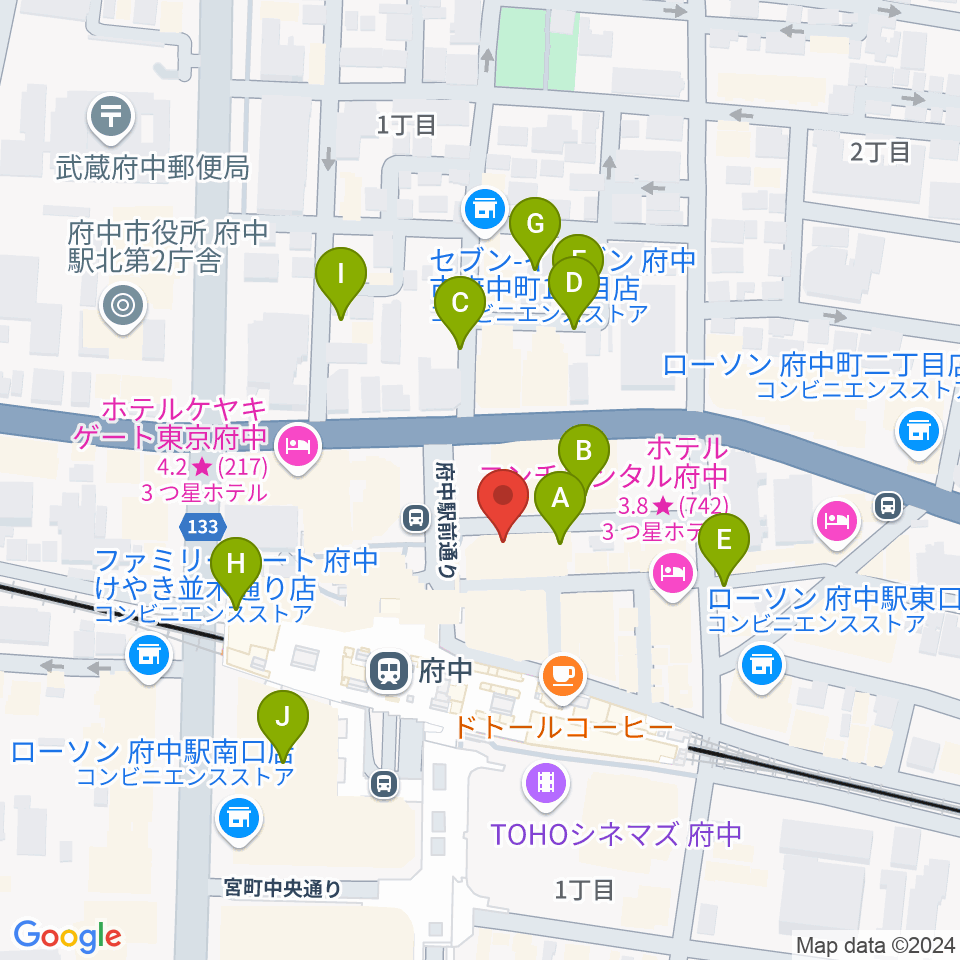 カワイ音楽教室 府中駅前センター周辺の駐車場・コインパーキング一覧地図