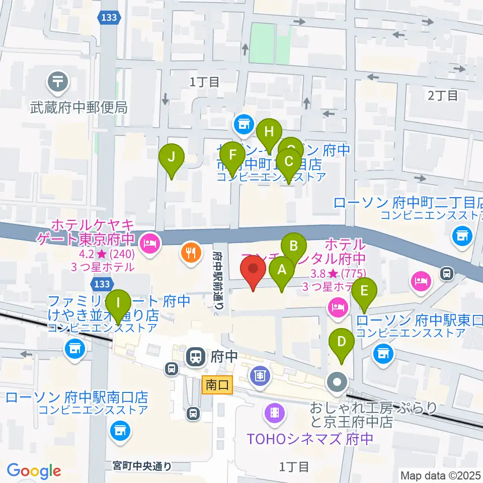 カワイ音楽教室 府中駅前センター周辺の駐車場・コインパーキング一覧地図