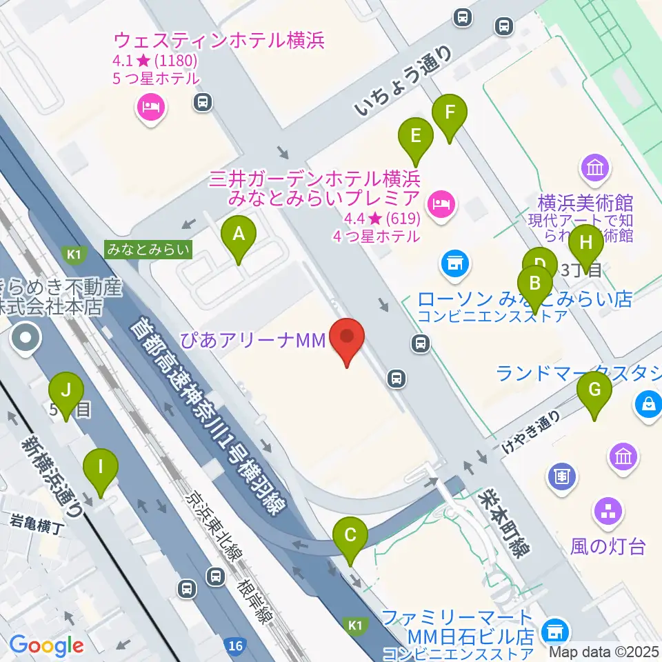 ぴあアリーナMM周辺の駐車場・コインパーキング一覧地図
