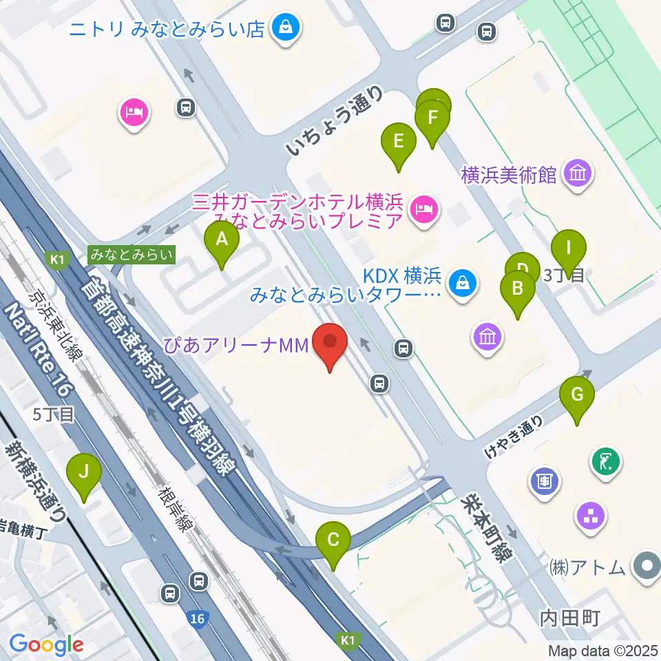 ぴあアリーナMM周辺の駐車場・コインパーキング一覧地図
