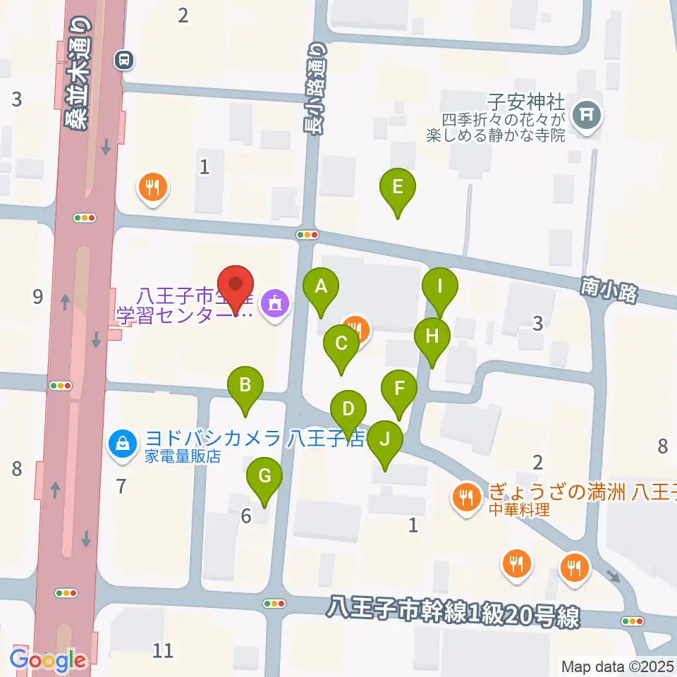 八王子クリエイトホール周辺の駐車場・コインパーキング一覧地図