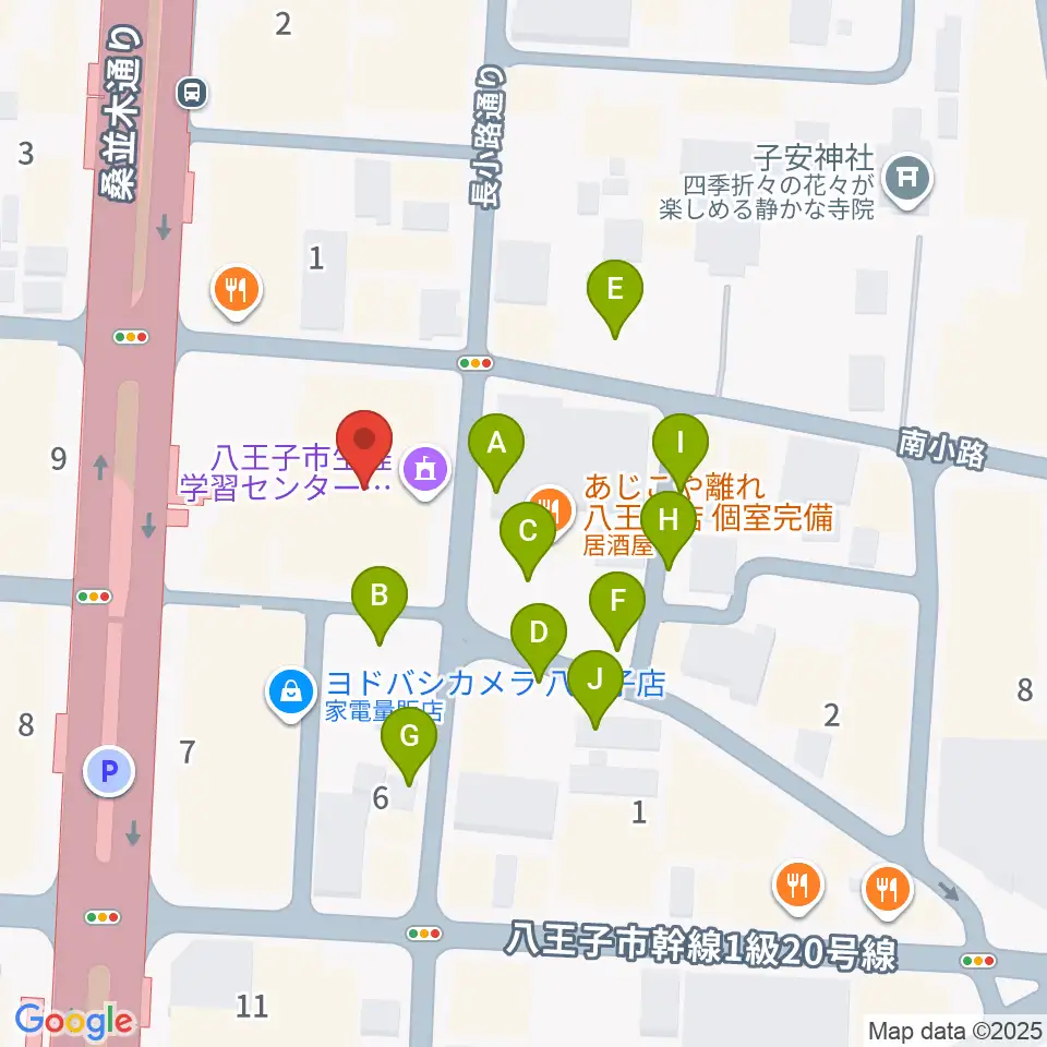 八王子クリエイトホール周辺の駐車場・コインパーキング一覧地図