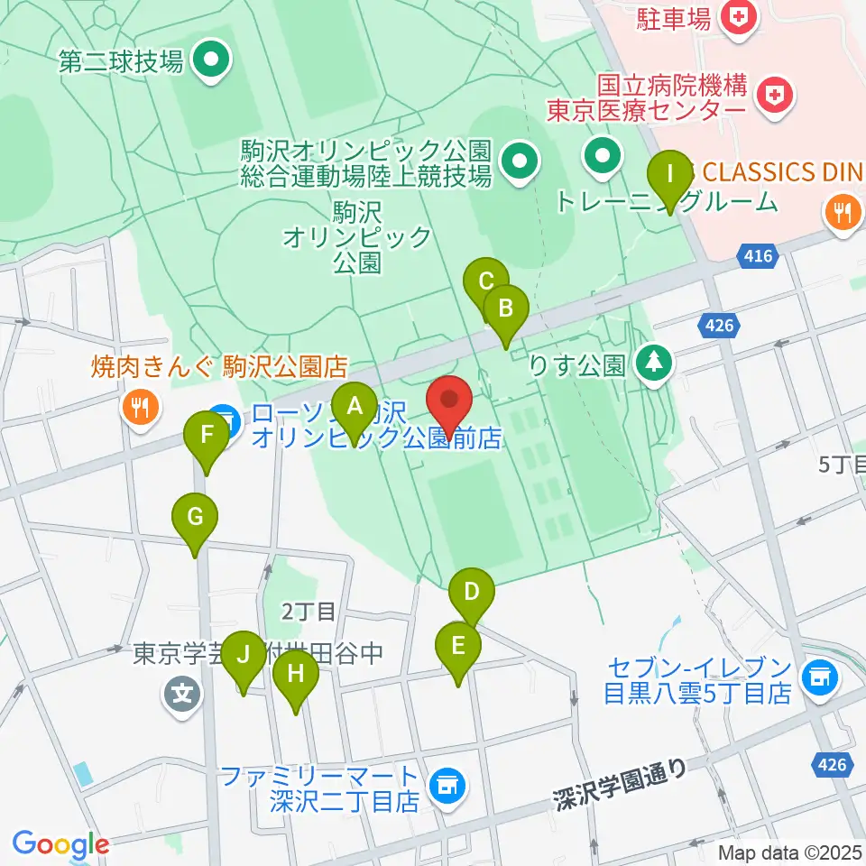 駒沢オリンピック公園屋内球技場周辺の駐車場・コインパーキング一覧地図