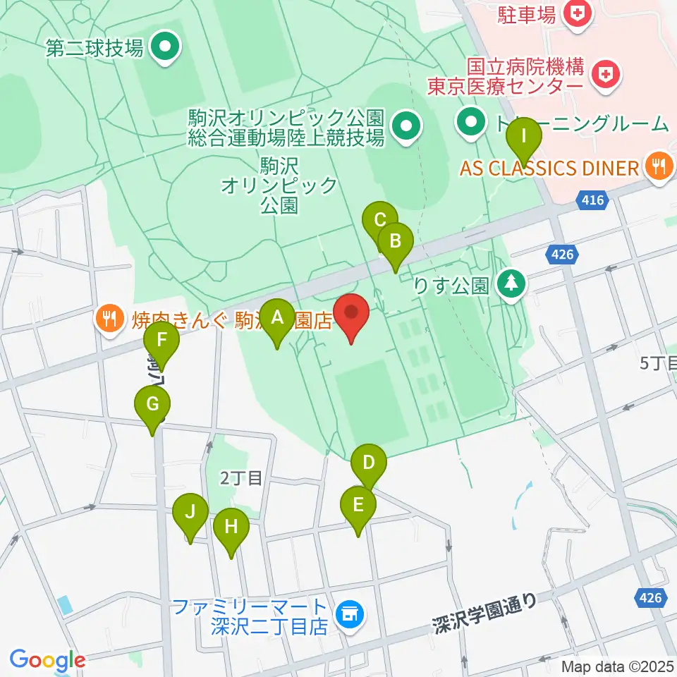 駒沢オリンピック公園屋内球技場周辺の駐車場・コインパーキング一覧地図