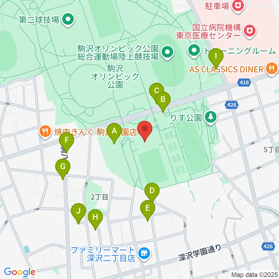 駒沢オリンピック公園屋内球技場周辺の駐車場・コインパーキング一覧地図