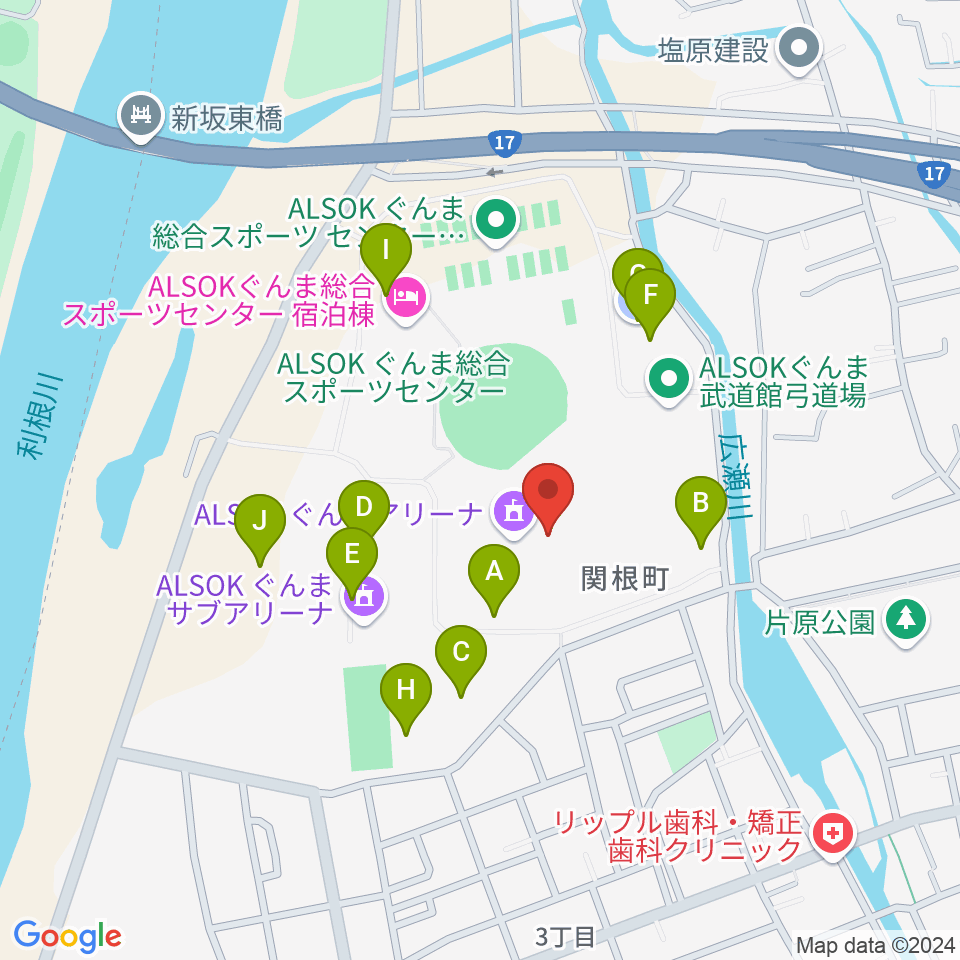 ALSOKぐんまアリーナ周辺の駐車場・コインパーキング一覧地図