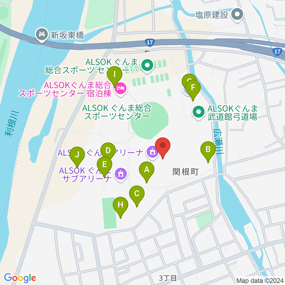 ALSOKぐんまアリーナ周辺の駐車場・コインパーキング一覧地図