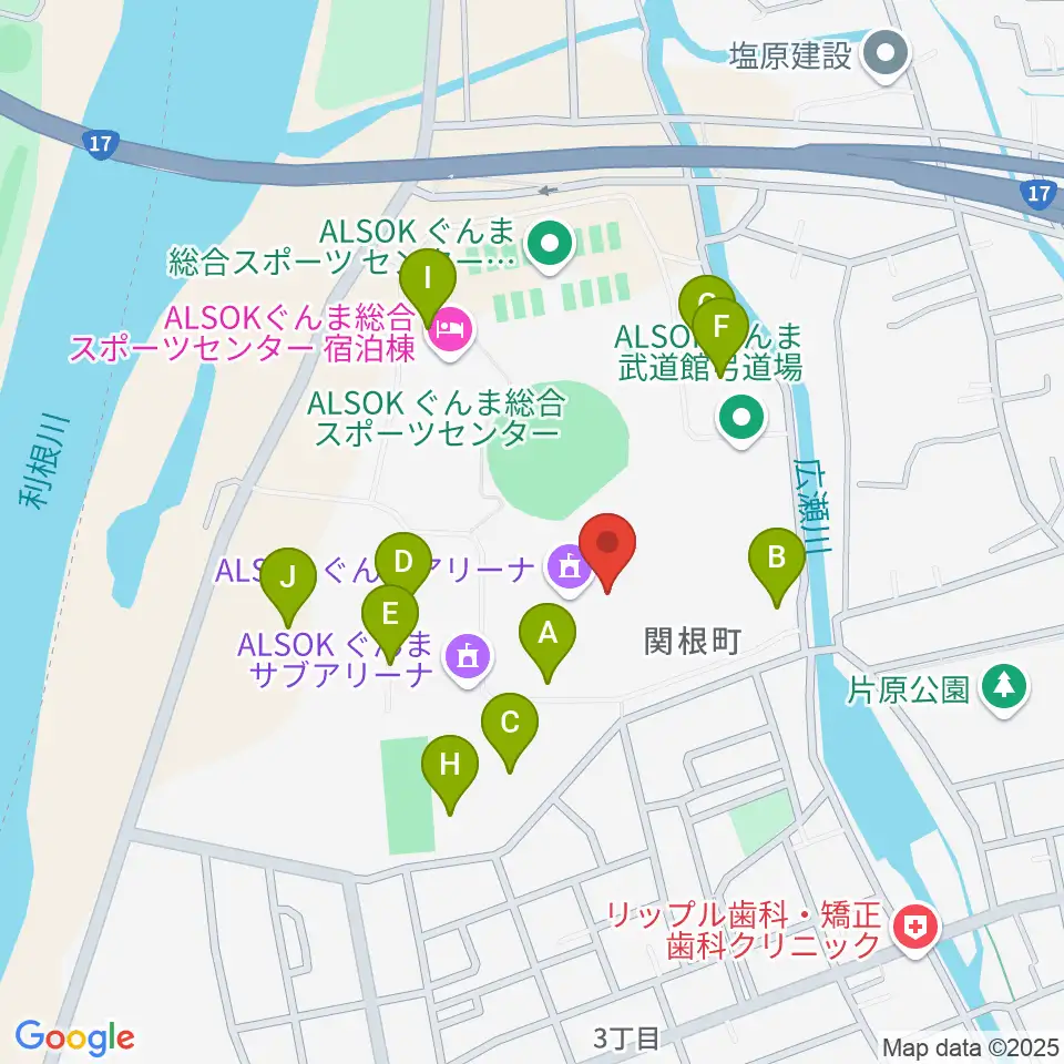 ALSOKぐんまアリーナ周辺の駐車場・コインパーキング一覧地図