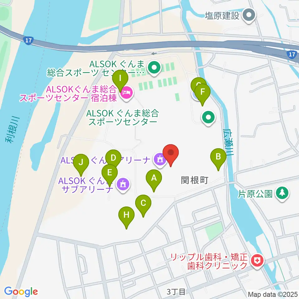ALSOKぐんまアリーナ周辺の駐車場・コインパーキング一覧地図