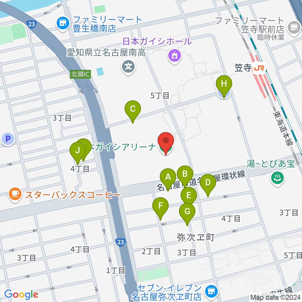 日本ガイシアリーナ周辺の駐車場・コインパーキング一覧地図