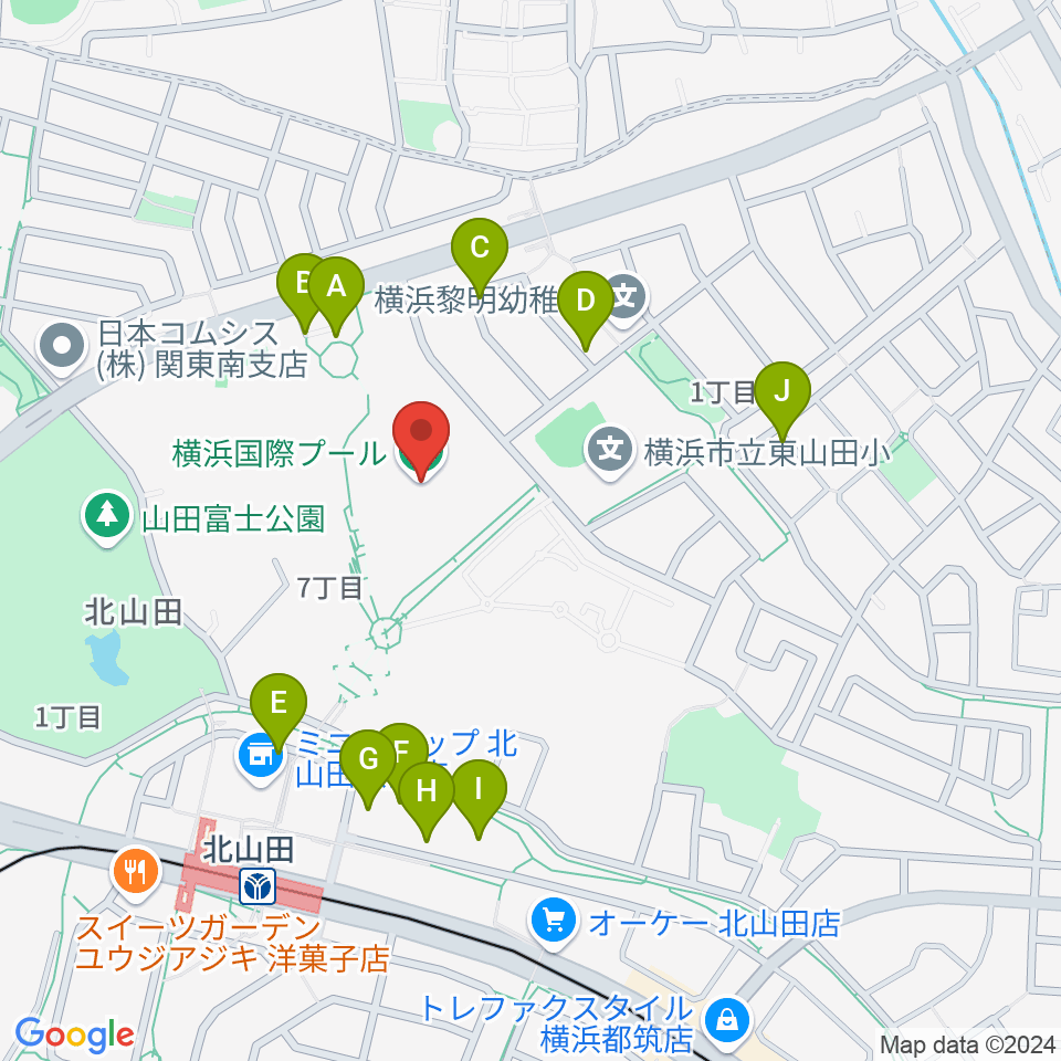 横浜国際プール周辺の駐車場・コインパーキング一覧地図