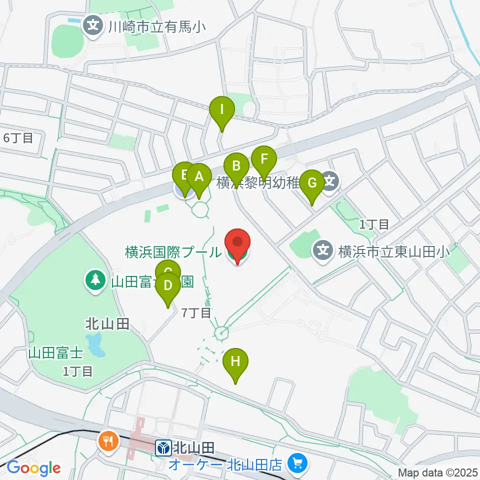 横浜国際プール周辺の駐車場・コインパーキング一覧地図