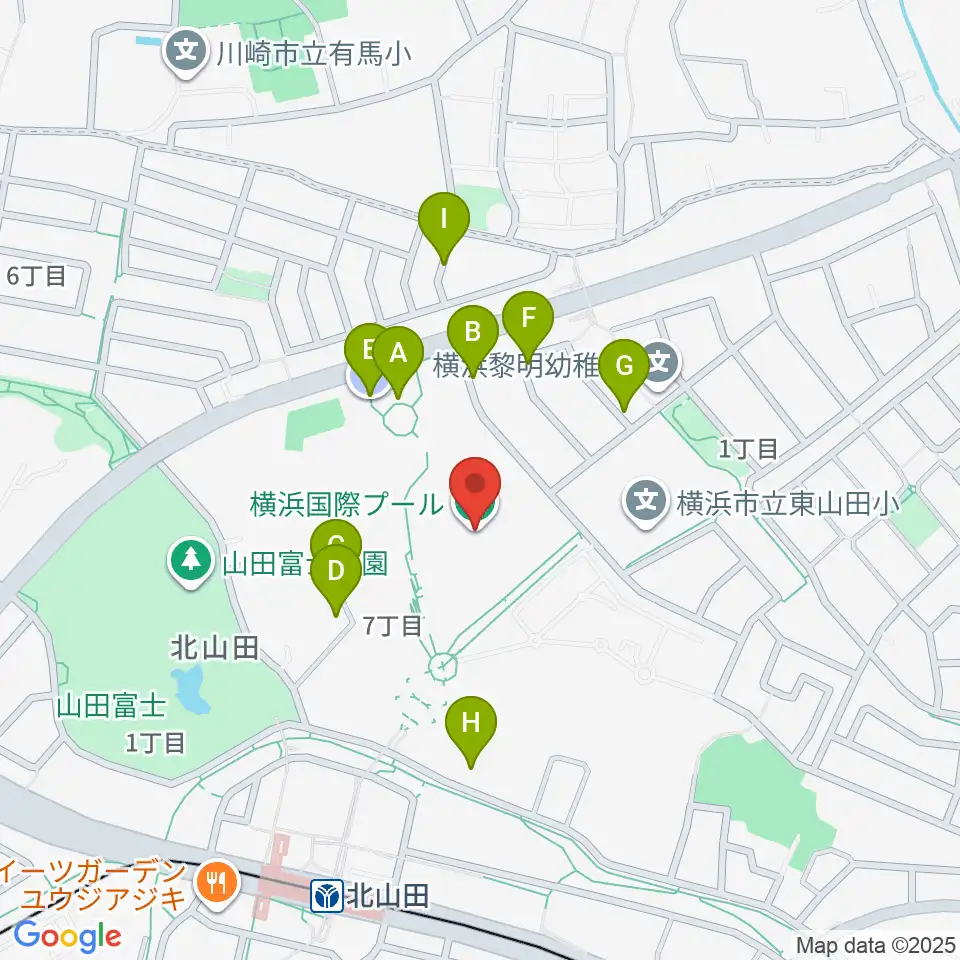 横浜国際プール周辺の駐車場・コインパーキング一覧地図