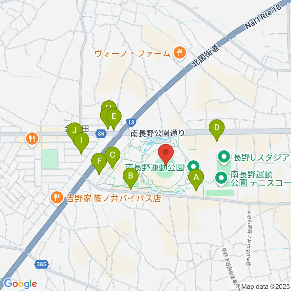 長野オリンピックスタジアム周辺の駐車場・コインパーキング一覧地図
