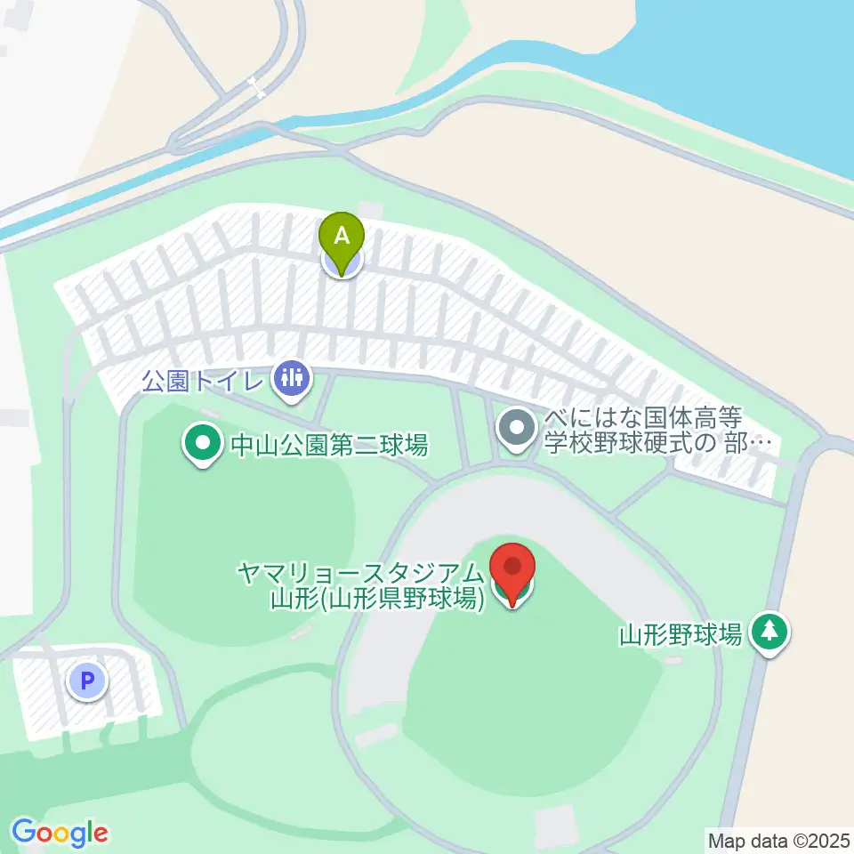 ヤマリョースタジアム山形周辺の駐車場・コインパーキング一覧地図