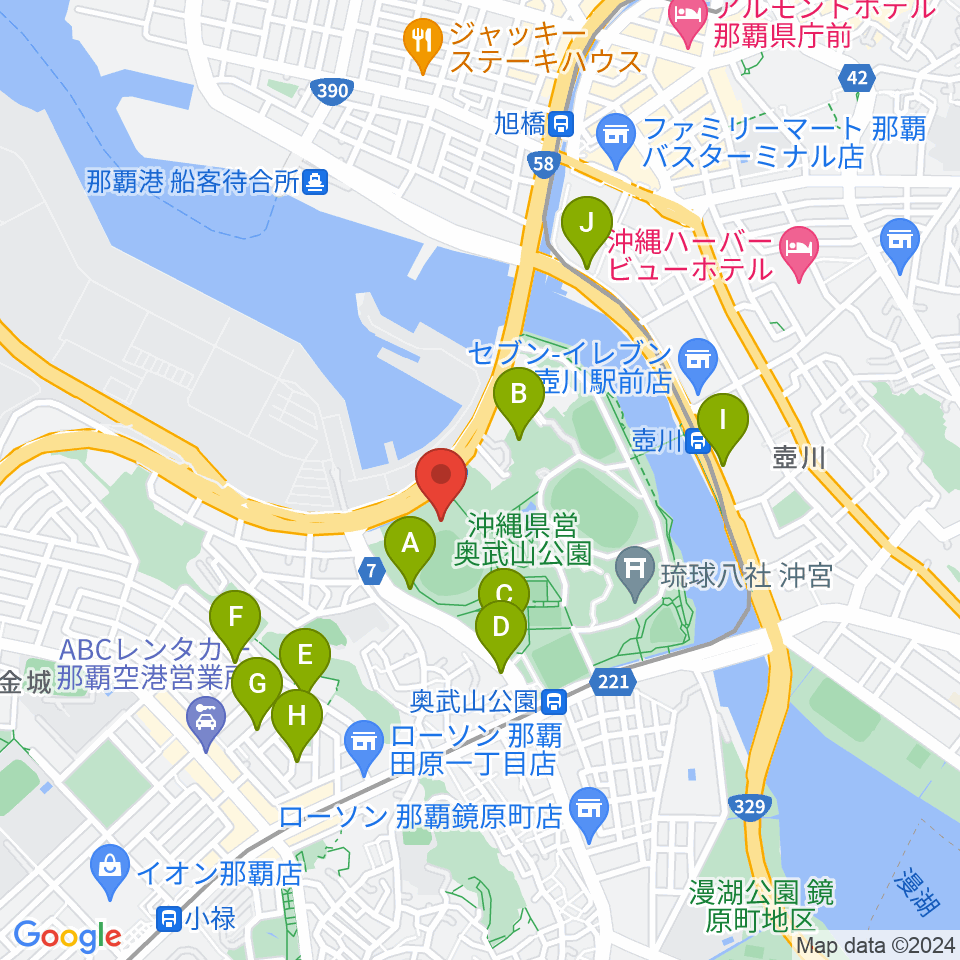沖縄セルラースタジアム那覇周辺の駐車場・コインパーキング一覧地図