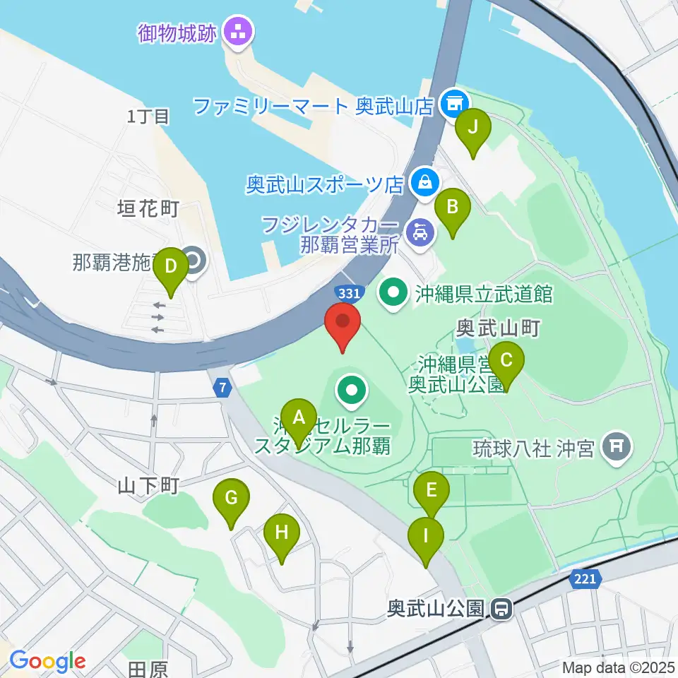 沖縄セルラースタジアム那覇周辺の駐車場・コインパーキング一覧地図