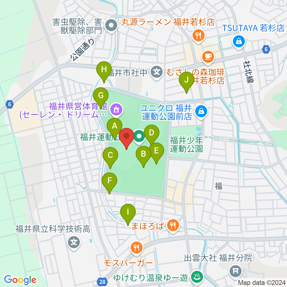 セーレン・ドリームスタジアム周辺の駐車場・コインパーキング一覧地図