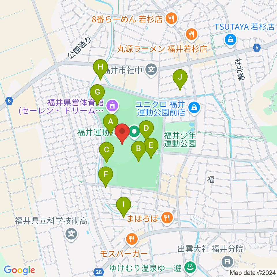 セーレン・ドリームスタジアム周辺の駐車場・コインパーキング一覧地図