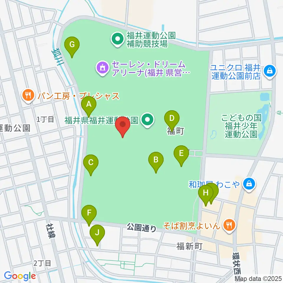 セーレン・ドリームスタジアム周辺の駐車場・コインパーキング一覧地図