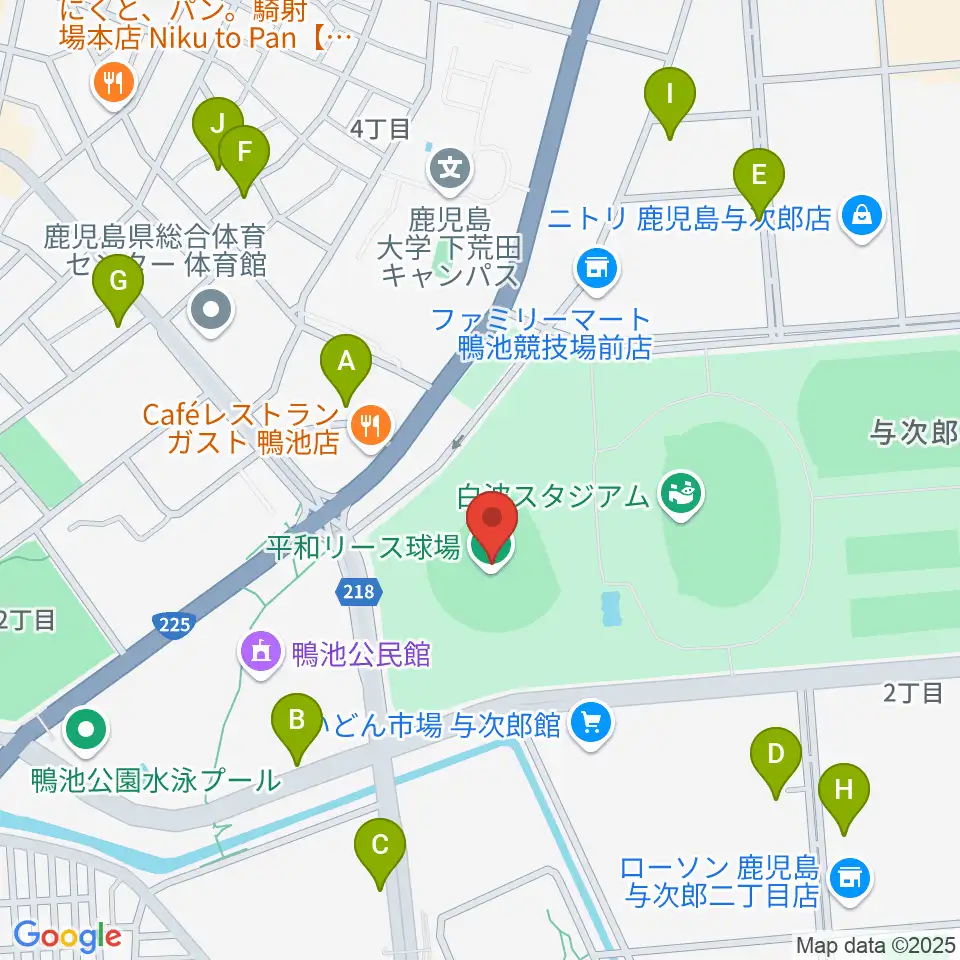 平和リース球場周辺の駐車場・コインパーキング一覧地図
