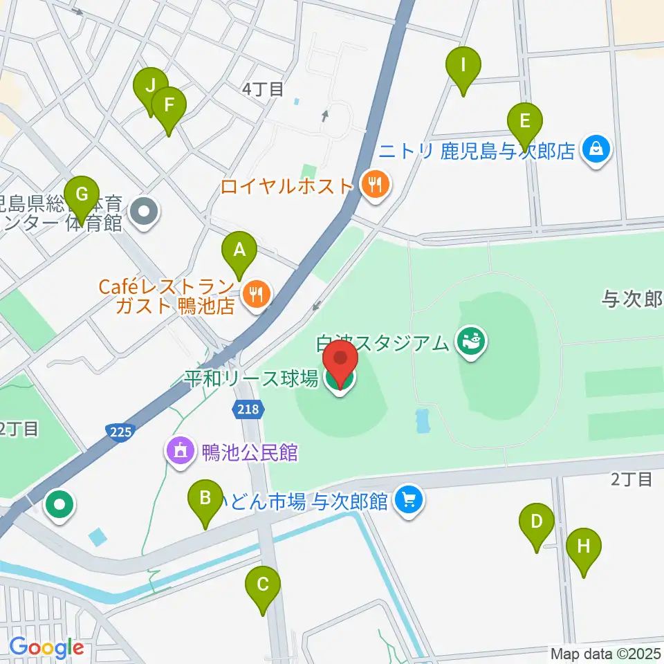 平和リース球場周辺の駐車場・コインパーキング一覧地図