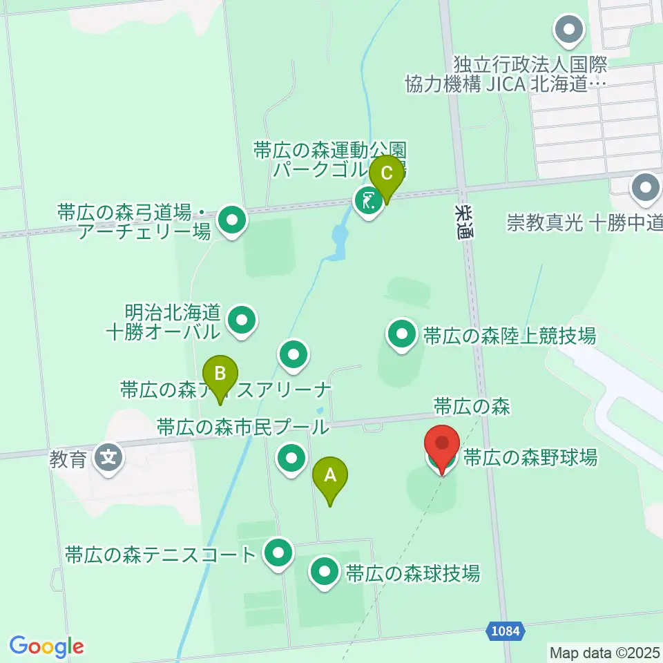 帯広の森野球場周辺の駐車場・コインパーキング一覧地図