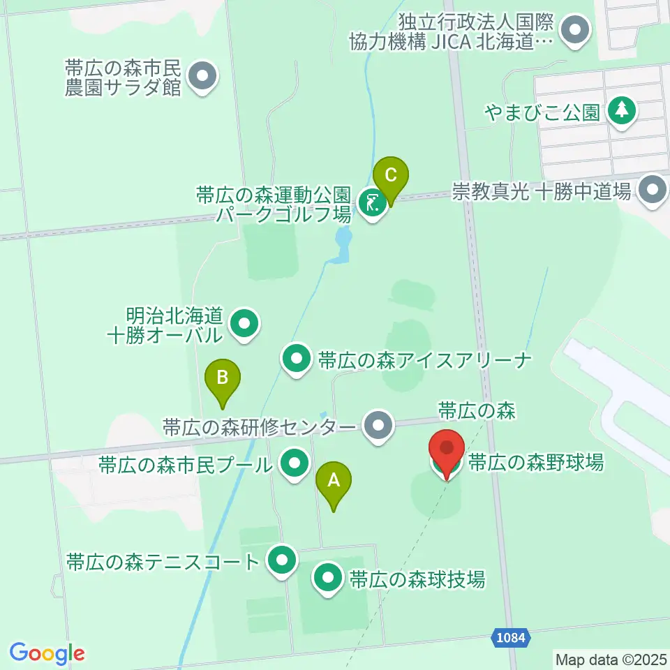 帯広の森野球場周辺の駐車場・コインパーキング一覧地図