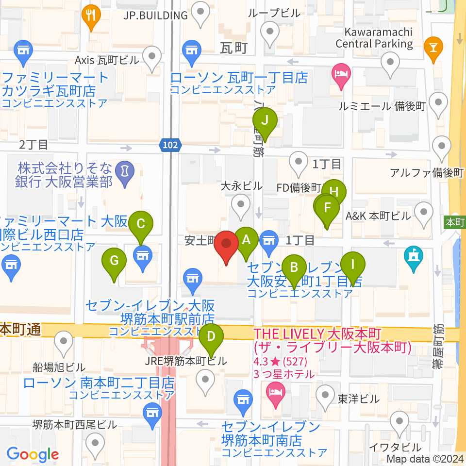 Jazz Club OverSeas周辺の駐車場・コインパーキング一覧地図