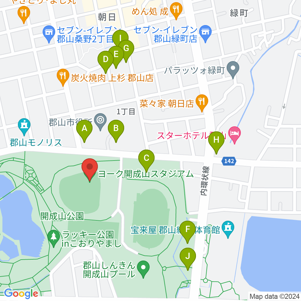 ヨーク開成山スタジアム周辺の駐車場・コインパーキング一覧地図