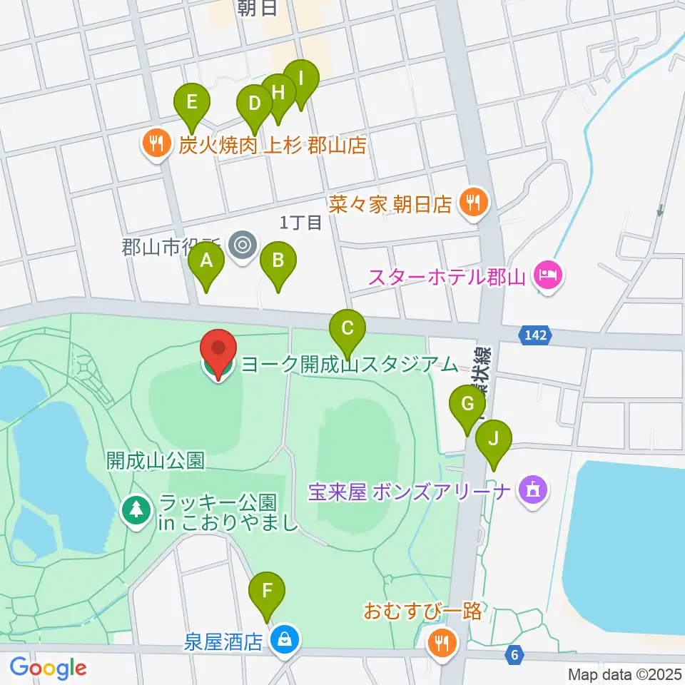 ヨーク開成山スタジアム周辺の駐車場・コインパーキング一覧地図