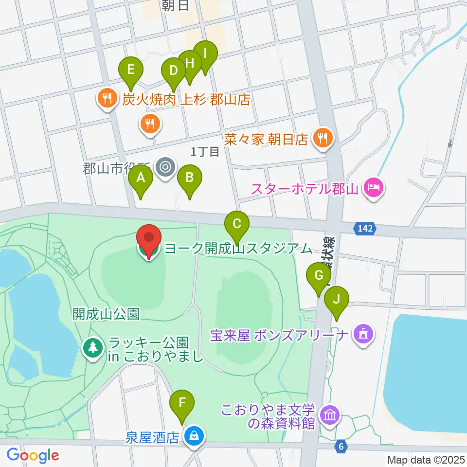 ヨーク開成山スタジアム周辺の駐車場・コインパーキング一覧地図